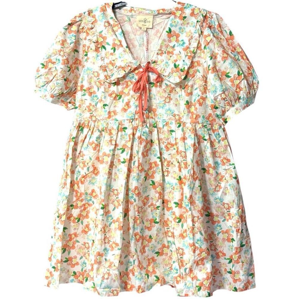 Floral Print Puff Sleeve Tie Front Mini Dress NWT  | Umgee - Picture 6 of 13